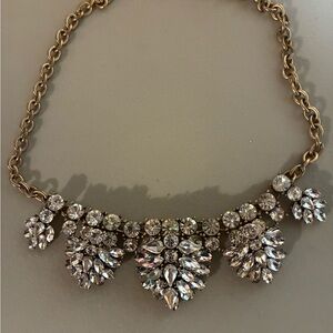 J. Crew Gold Necklace with Clear Crystals
